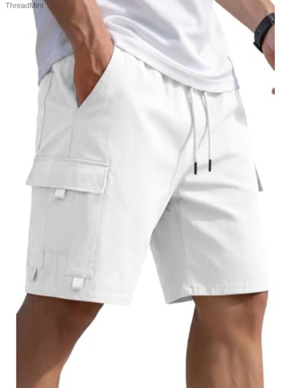 Men's Cargo Shorts Drawstring Lightweight Breathable Utility Pockets Hiking